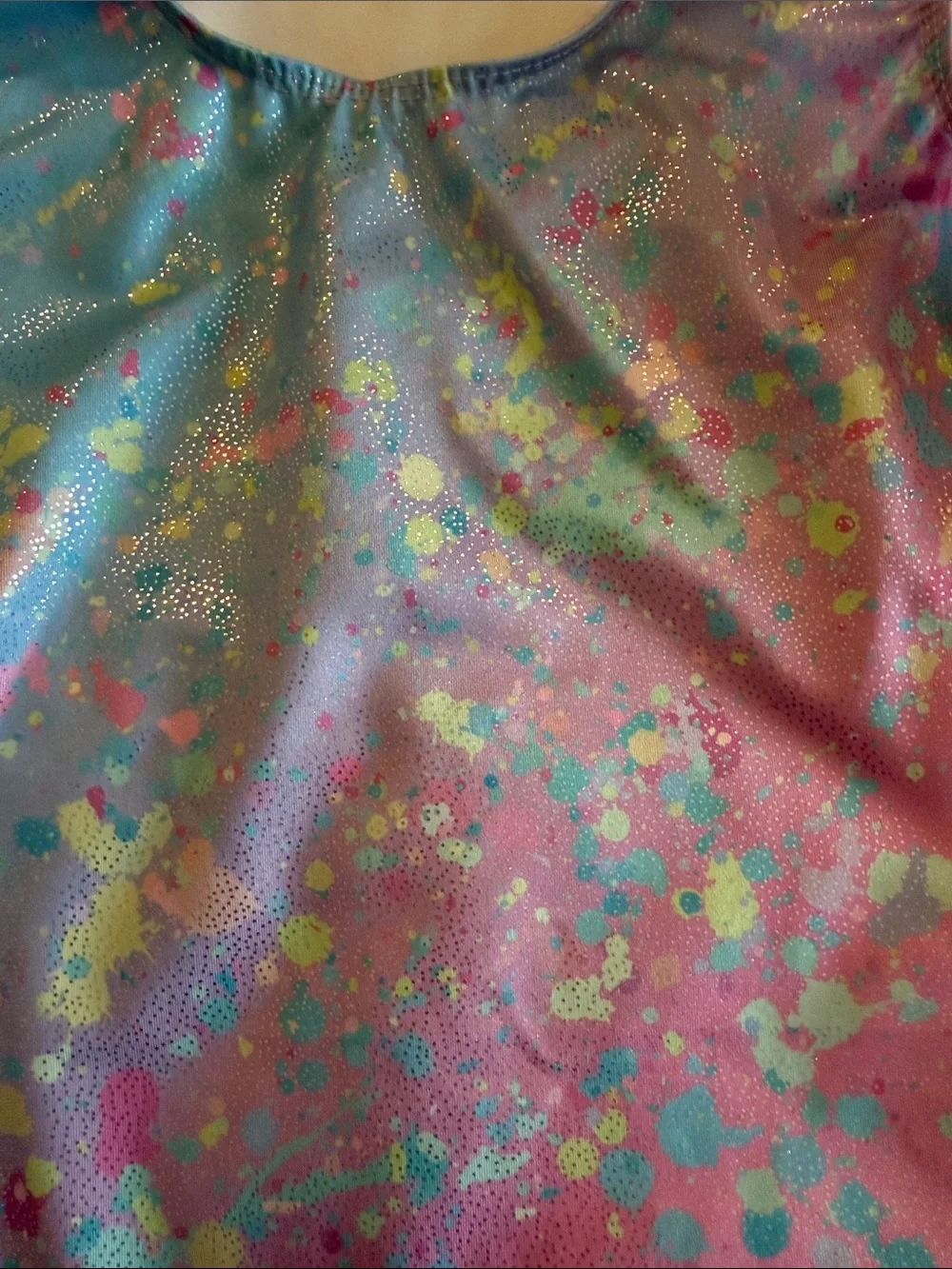 Pink blue and green girls gymnastics leotard